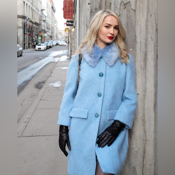 Kate spade Wild Ones Faux Fur Trim Coat Size 2 Like New. - Picture 3 of 8